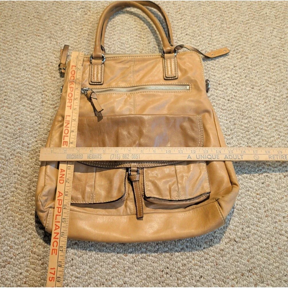 Abro Genuine Leather Hobo Purse Handbag Brown Tan Pockets Soft